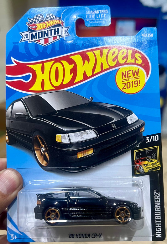 2019 Hot Wheels Nightburnerz  Series, Black '88 HONDA CR-X,  Hard to Find, Rare